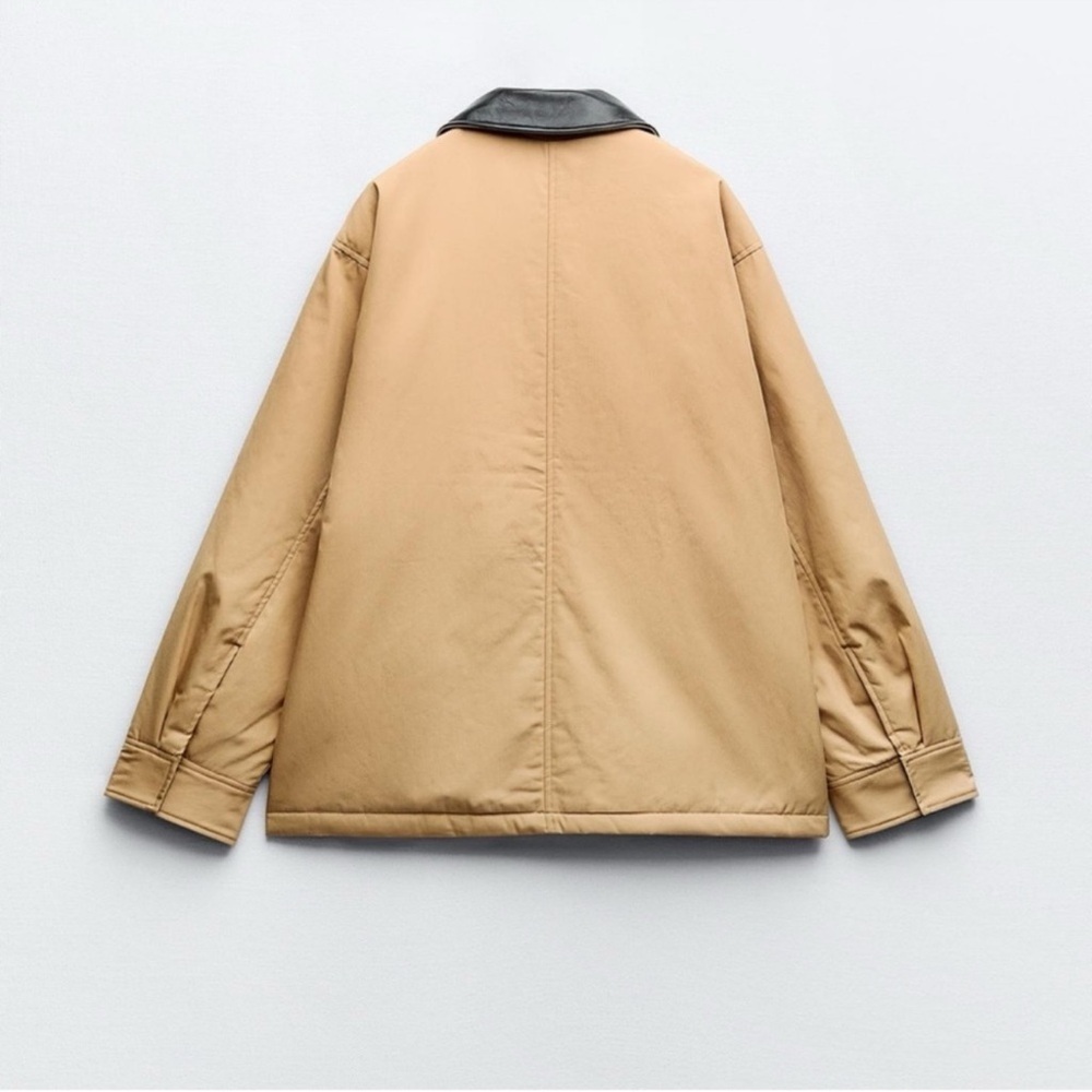 NWOT Zara combination quilted jacket women's oversized faux leather size medium - Picture 2 of 11